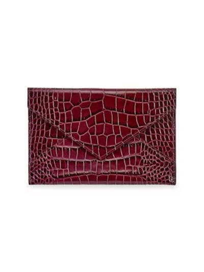 Graphic Image Gemstone Medium Croc-embossed Leather Envelope Pouch In Ruby