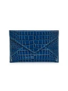 Graphic Image Gemstone Medium Croc-embossed Leather Envelope Pouch In Sapphire