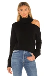 Paige Raundi Cold-shoulder Turtleneck Wool-blend Sweater In Black