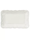 Vietri Incanto Stone Lace Small Rectangular Platter, White In White