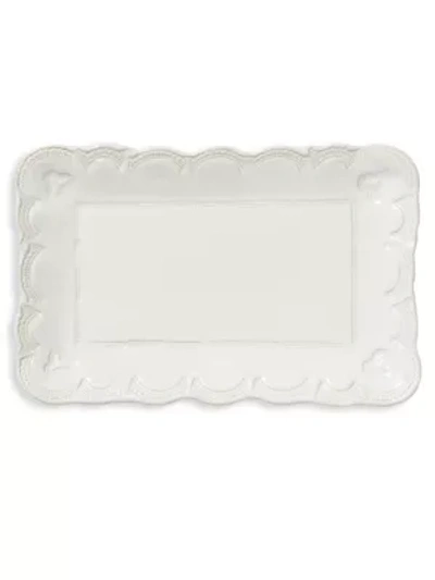 Vietri Incanto Stone Lace Small Rectangular Platter, White