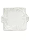 Vietri Incanto Stone Stripe Square Handled Platter In White