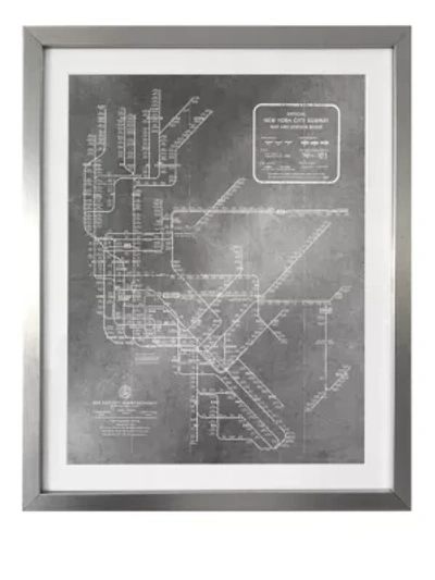 Oliver Gal Framed New York Subway Map 1958 Print In Silver