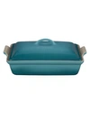 Le Creuset 4-quart Heritage Stoneware Covered Rectangular Casserole In Caribbean
