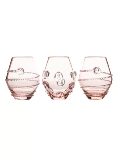 Juliska 3-piece Amalia & Florence Assorted Mini Glass Vases In Pink