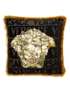 Versace Logomania Cushion In Black Gold