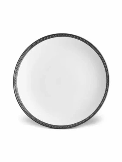L'objet Soie Tressee Porcelain Dinner Plate In White/black