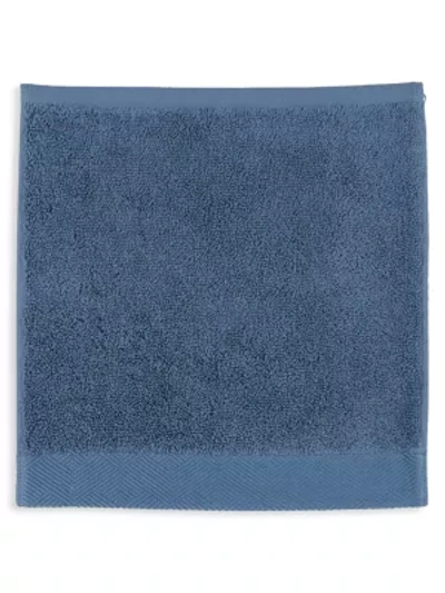 Frette Diamond Border Egyptian Cotton Wash Cloth In Dark Blue