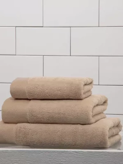 Frette Diamond Border Long Staple Cotton Hand Towel In Dark Taupe