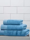Frette Diamond Border Long Staple Cotton Hand Towel In  Blue