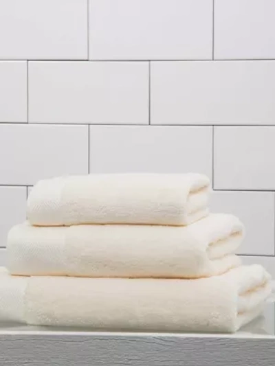 Frette Diamond Border Long Staple Cotton Hand Towel In Ivory