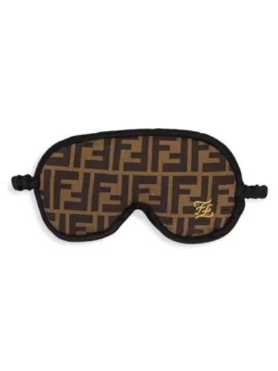 Fendi Silk Logo Eye Mask In Brown | ModeSens display picture 2