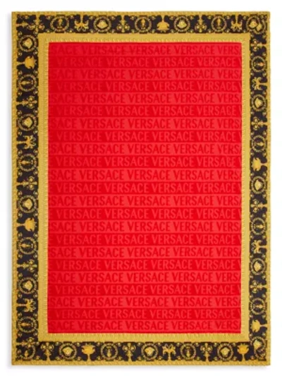 Versace Barocco Beach Towel In Red