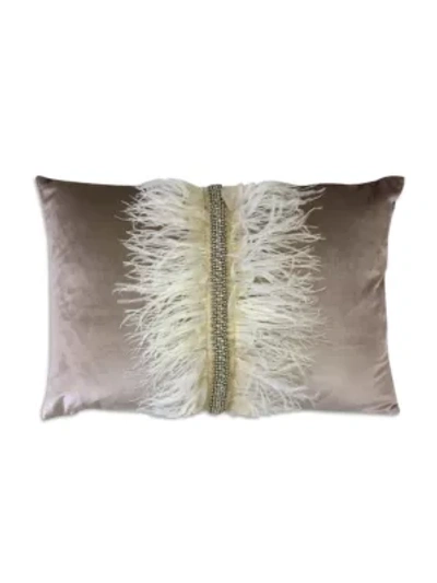 Callisto Home Velvet Beaded Pillow In Beige
