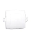 Vietri Lastra Handled Stoneware Square Platter In White