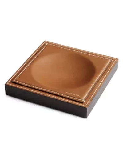 Ralph Lauren Brennan Leather-teak Catchall In Saddle