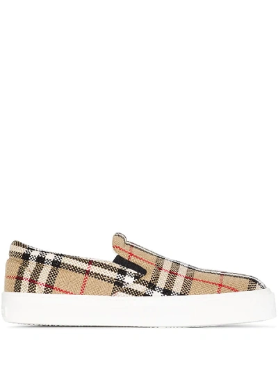 Burberry Vintage Check-print Slip-on Trainers In Brown