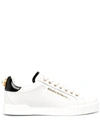 Dolce & Gabbana White Low Top Sneakers With Logo Lettering On The Tongue And Logo Detail On The Heel In Leather Woma In White