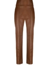 Alexandre Vauthier High-waisted Leather Trousers In Brown