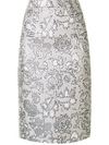 ANDREW GN FLORAL BROCADE PENCIL SKIRT