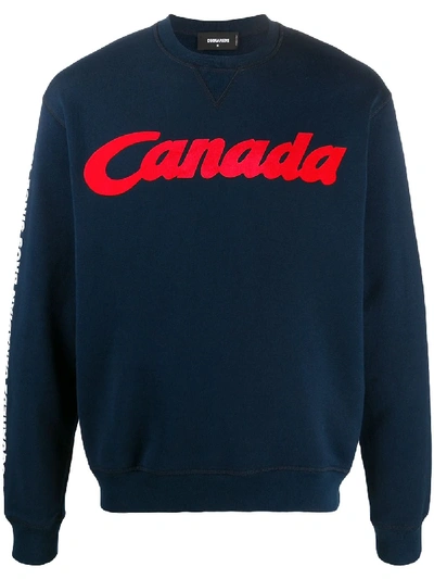 Dsquared2 'canada'-print Sweatshirt In Blue