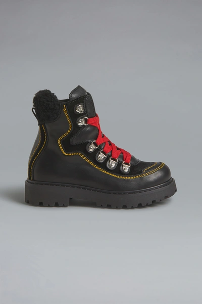 Dsquared2 Kids' Leather Boots In Black