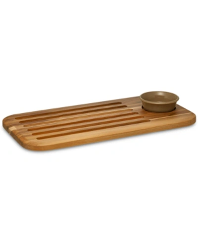 Anolon Pantryware Teak Wood Bread Board & Dipping Dish