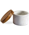 Anolon Pantryware White Marble Salt Cellar With Teak Wood Lid