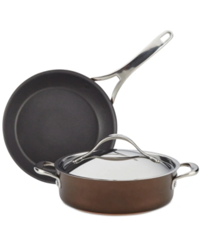 Anolon Nouvelle Copper Luxe Sable Hard-anodized Nonstick 3-pc. Cookware Set In Brown