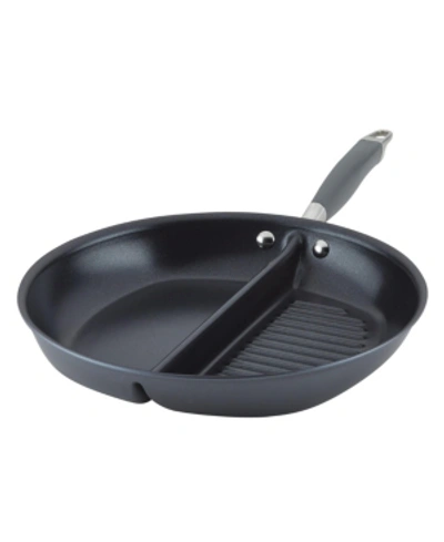 Anolon Advanced Home Hard-anodized 12.5" Nonstick Divided Grill And Griddle Skillet In Moonstone