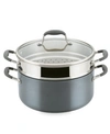 Anolon Advanced Home Hard-anodized Nonstick 8.5 Qt. Wide Stockpot With Multi-function Insert In Moonstone