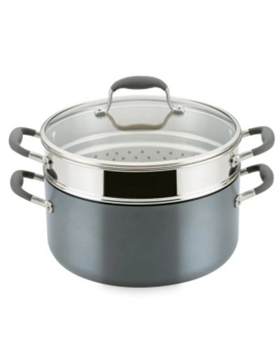 Anolon Advanced Home Hard-anodized Nonstick 8.5-qt. Wide Stockpot With Multi-function Insert In Moonstone