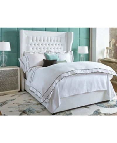 Downtown Company Embroidered Scallop Sham, Standard Bedding In White