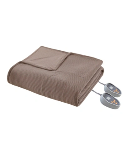 Beautyrest Knit Micro-fleece Twin Electric Blanket Bedding In Mink