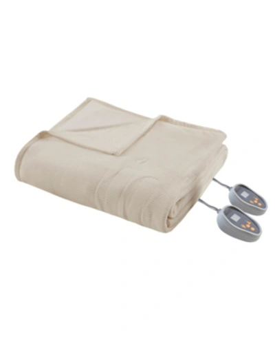 Beautyrest Knit Micro-fleece Queen Electric Blanket Bedding In Beige