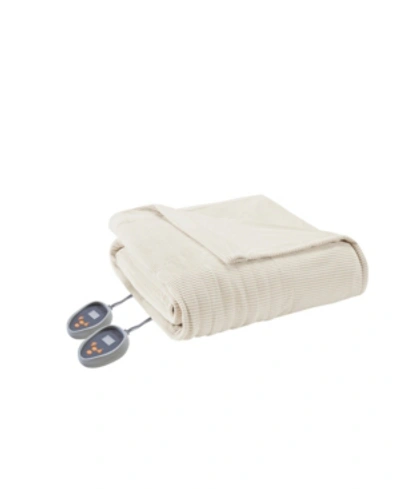 Beautyrest Knit Micro-fleece Twin Electric Blanket Bedding In Ivory