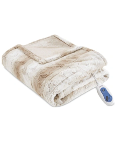 Beautyrest Zuri Electric Faux-fur Throw, 50" X 70" In Sand