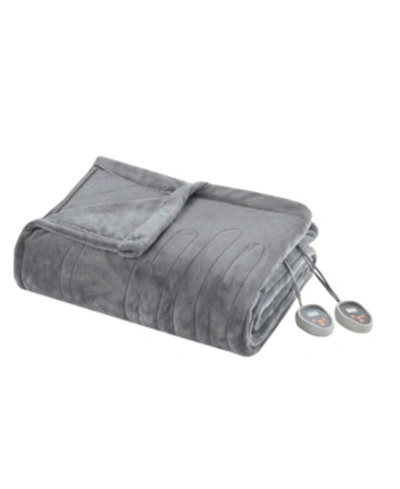Beautyrest Plush Blanket, Queen In Grey