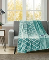 Beautyrest Oversized Ogee Print Electric Throw Bedding In Aqua