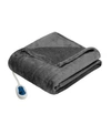 Beautyrest Oversized Solid Microlight Reverses To Micro Berber Electric Throw Bedding In Grey