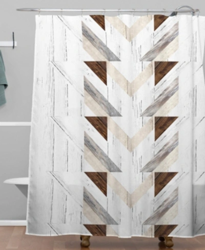 Deny Designs Iveta Abolina Geo Wood 4 Shower Curtain Bedding In Multi
