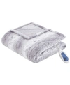 Beautyrest Zuri Oversized Faux Fur Heated Throw, 50 X 70 In Grey