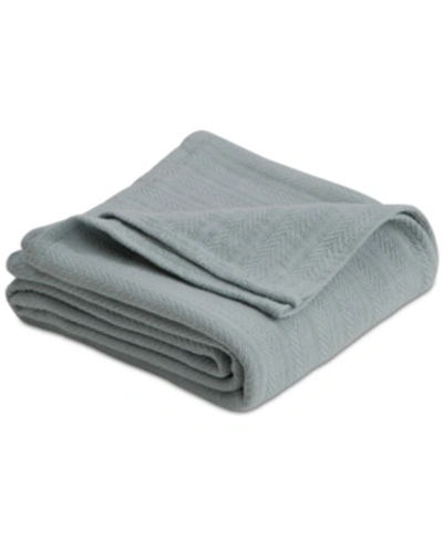 Vellux Cotton Textured Chevron Woven Full/queen Blanket In Gray Mist