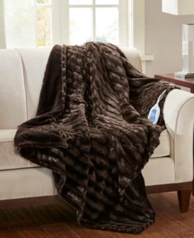Beautyrest Duke Faux-fur Electric Throw Bedding In Chocolate