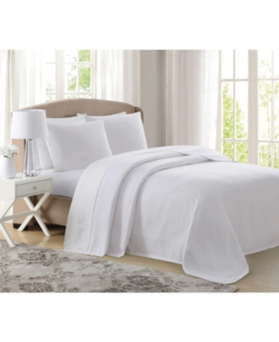 Charisma 100% Cotton Deluxe Woven King Blanket In White