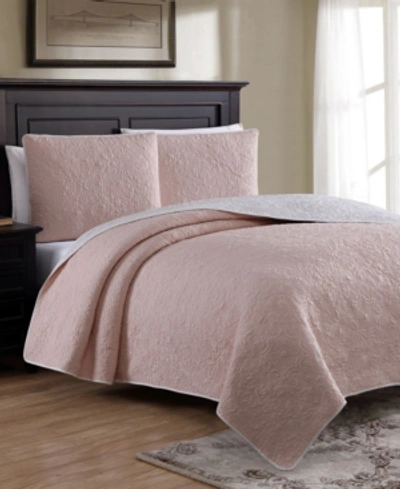 American Home Fashion Estate Marseille King 3 Piece Quilt Set In Soft Pink