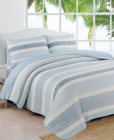 American Home Fashion Estate Delray 3 Piece Quilt Set Full/queen In Blue