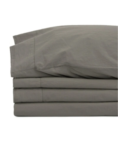 Jennifer Adams Home Jennifer Adams Relaxed Cotton Percale Full Sheet Set Bedding In Charcoal