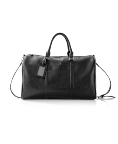 Cathy's Concepts Personalized Vegan Leather Transport Duffle In Black S/sliver