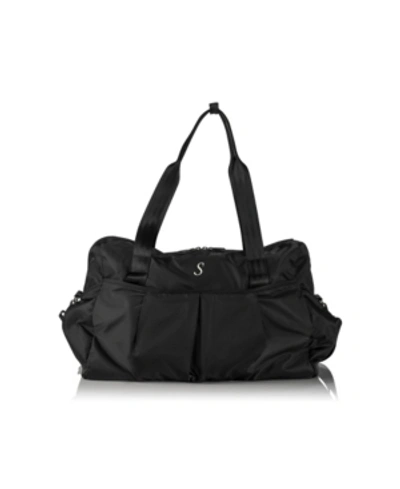Cathy's Concepts Personalized Nylon Yoga Duffle In Black S/sliver
